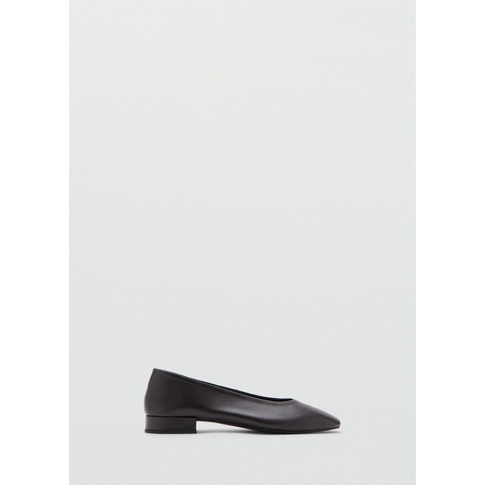 Mango Leather Flats Shoes 7.5 Women Ballerina